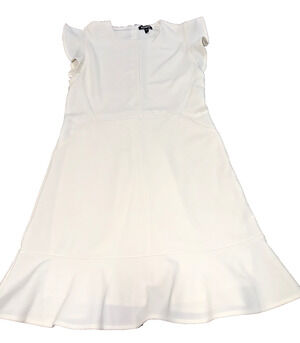 Express White Ruffle Hem Fit and Flare Dress Size 6